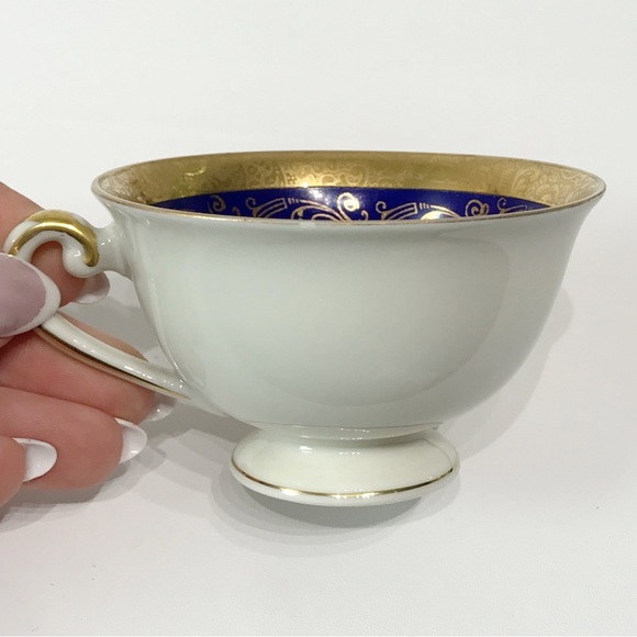 Vintage West Germany Alka Kunst Kronach Bavaria Teacup Gold Gilt Cobalt Blue - Picture 3 of 12